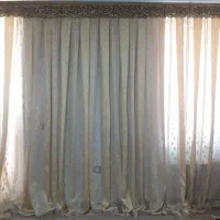 پرده حریر طلایی راه راه