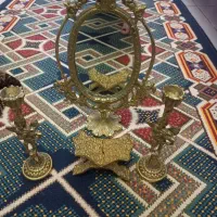آینه و شمعدان برنز برنج