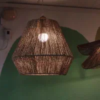 لوستر حصیری حصیر لوستر رافیا آباژور حصیری|لوستر و چراغ آویز|رشت, منظریه|دیوار