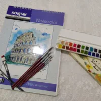 ابزار و وسایل طراحی لباس و آبرنگ