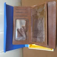 کیف پول و مدارک چرم و  زیبا رنگ عسلی مردانه