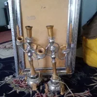 آینه شمعدان فلزی قدیمی 50 ساله قیمت 3900هزار
