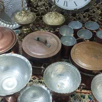 ظروف مسی برنجی|کلکسیون اشیاء عتیقه|ری, منصوریه منگل|دیوار