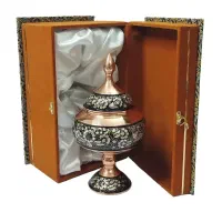 ست هدیه شکلات خوری مس الماس نقره با جعبه هدیه ترمه