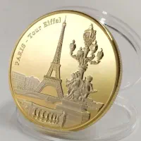 سکه یادبود روکش طلا پاریس و برج ایفل برنزی