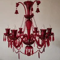لوستر باکارات ۶ شاخه قرمز ریسه دار