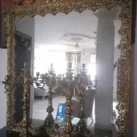 ست برنز برنجی آینه شمدان نیز وساعت ایستاد|صنایع دستی و سایر لوازم تزئینی|رشت, انصاری|دیوار