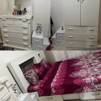 تخت دونفره کمد دراور اینه دوعدد پاتختی