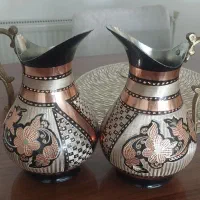پارچ مسی نقره کوب  قلم زنی شده الماس تراش