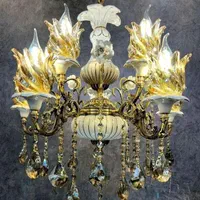 لوستر ۴ شاخه  ترکیبی برنج و سرامیک خطی