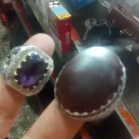 دو عدد انگشتر نقره به عقیق و موزانایت روسی ۴گیراط|جواهرات|قم, ولیعصر|دیوار
