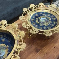 ظروف برنجی لیلی مجنون چینی سورمه ای|کلکسیون اشیاء عتیقه|مشهد, خین عرب|دیوار