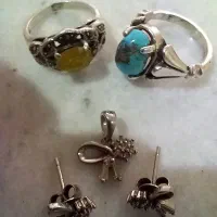 دستبندنیم ست فیروزه یاقوت نقره