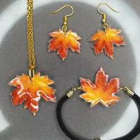 محصولات رزینی گردنبند پاییزی عکس و موی یار آویز