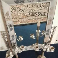 آینه ودوتا شمعدان  کاملن سالم بدون خط وخش
