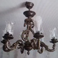 ۲  لوستر برنز ۶ شاخه همراه با دیواری،لاله و لامپ