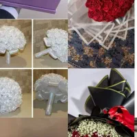 دسته گل و سینی حلقه های نامزدی