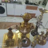 ست سماور برنجی 16 تکیه|کلکسیون اشیاء عتیقه|بیرجند, |دیوار