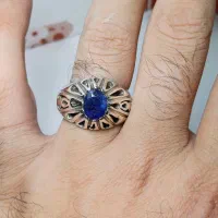 انگشتر نقره یاقوت کبود طبیعی