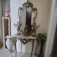 کنسول آیینه شمعدان آبکاری طلایی