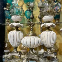 چراغ لاله برنز/سفید راه راه