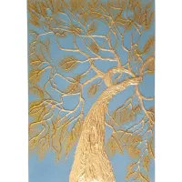 تابلو دکوری دست‌ساز درخت طلایی ۵۰x۷۰