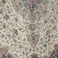 دو عدد فرش ۹ متری جفت گل ابریشم ماشینی طرح دستباف
