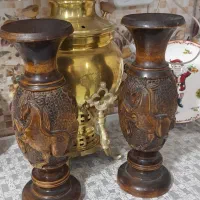 گلدان چوبی قدیمی دست ساز جفت|صنایع دستی و سایر لوازم تزئینی|مشکین‌دشت, |دیوار