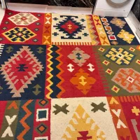 فرش ماشینی طرح گلیم بسیار زیبا و خوش رنگ