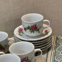 فنجون گل سرخی و قوری برقی ژاپنی و استکان|ظروف سرو و پذیرایی|تهران, امامت|دیوار