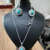 نیم ست نقره فیروزه|جواهرات|قشم, |دیوار