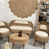 ست کاناپه و میز و صندلی حصیری