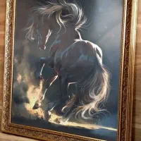 تابلو نقاشی اسب اهریمن (کار دست)|تابلو، نقاشی، عکس|کرج, گوهردشت|دیوار
