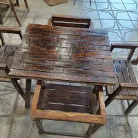 میز صندلی چهار نفره چوبی|کافی‌شاپ و رستوران|قوچان, |دیوار