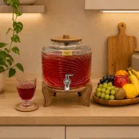 کلمن شیشه‌ ای هفت رنگ پایه چوب کد  103