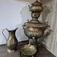 سماور زغالی برنجی ۶لیتری،سرویس سماور