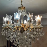 لوستر کریستالی  ده شاخه به همراه دیوار کوب دوشاخه