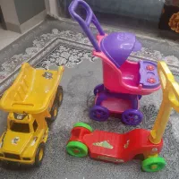 کامیون بزرگ،کالسکه عروسک،سبداسباب بازی.اسکوتر ،توپ