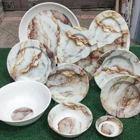 سرویس ملامین گرد*طرح سنگ *قهوه ای|ظروف سرو و پذیرایی|مشهد, کارمندان دوم|دیوار