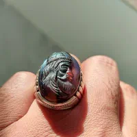 انگشتر نقره عقیق کبود دو رنگ یمنی رخ درویش دستساز|جواهرات|اردبیل, |دیوار