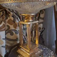 ظرف کریستال پایه فلزی قدیمی