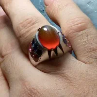 انگشتر عقیق یمنی کلوخه تراش