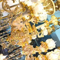 لوستر میخک بزرگ 6شاخه 15 لامپه طلاکوب ۲توری ۲طبقه|لوستر و چراغ آویز|تبریز, |دیوار