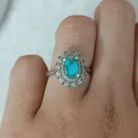 انگشتر نقره فیروزه با روکش رنگ ثابت نو