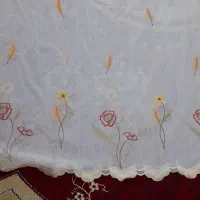 دو عدد پرده حریر طرح گل