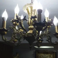 لوستر برنز سنگین ملکه ۵ شاخه با ۱۰ لامپ|لوستر و چراغ آویز|تبریز, |دیوار