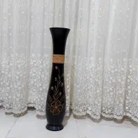 گلدان چوبی حصیری