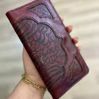 کیف پول زنانه چرم طبیعی دست دوز