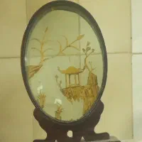 تابلو ساخت تایلند سینی چوبی با معرق برنجی و ساعت