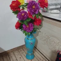 دو عدد گل با گلدان|گل مصنوعی|شازند, |دیوار